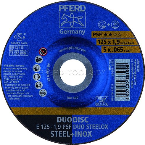 Купить в Минске Круг отрезной PFERD PSF DUODISC STEELOX ★★☆☆ 76-115/125