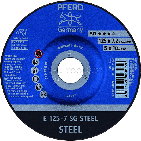 Купить в Минске Круг шлифовальный PFERD SG STEEL ★★★☆ 70-115/125/230