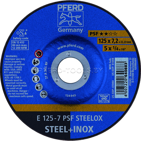 Купить в Минске Круг шлифовальный PFERD PSF STEELOX ★★☆☆  100-115/125/150-180/230