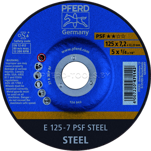 Купить в Минске Круг шлифовальный PFERD PSF STEEL ★★☆☆ 125/230
