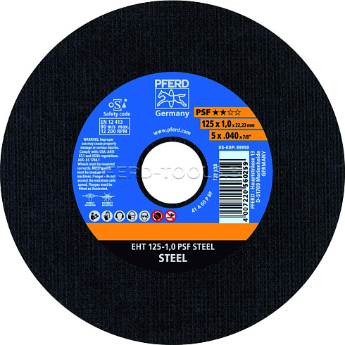 Купить в Минске Круг отрезной PFERD PSF STEEL ★★☆☆ 100-115/125/230